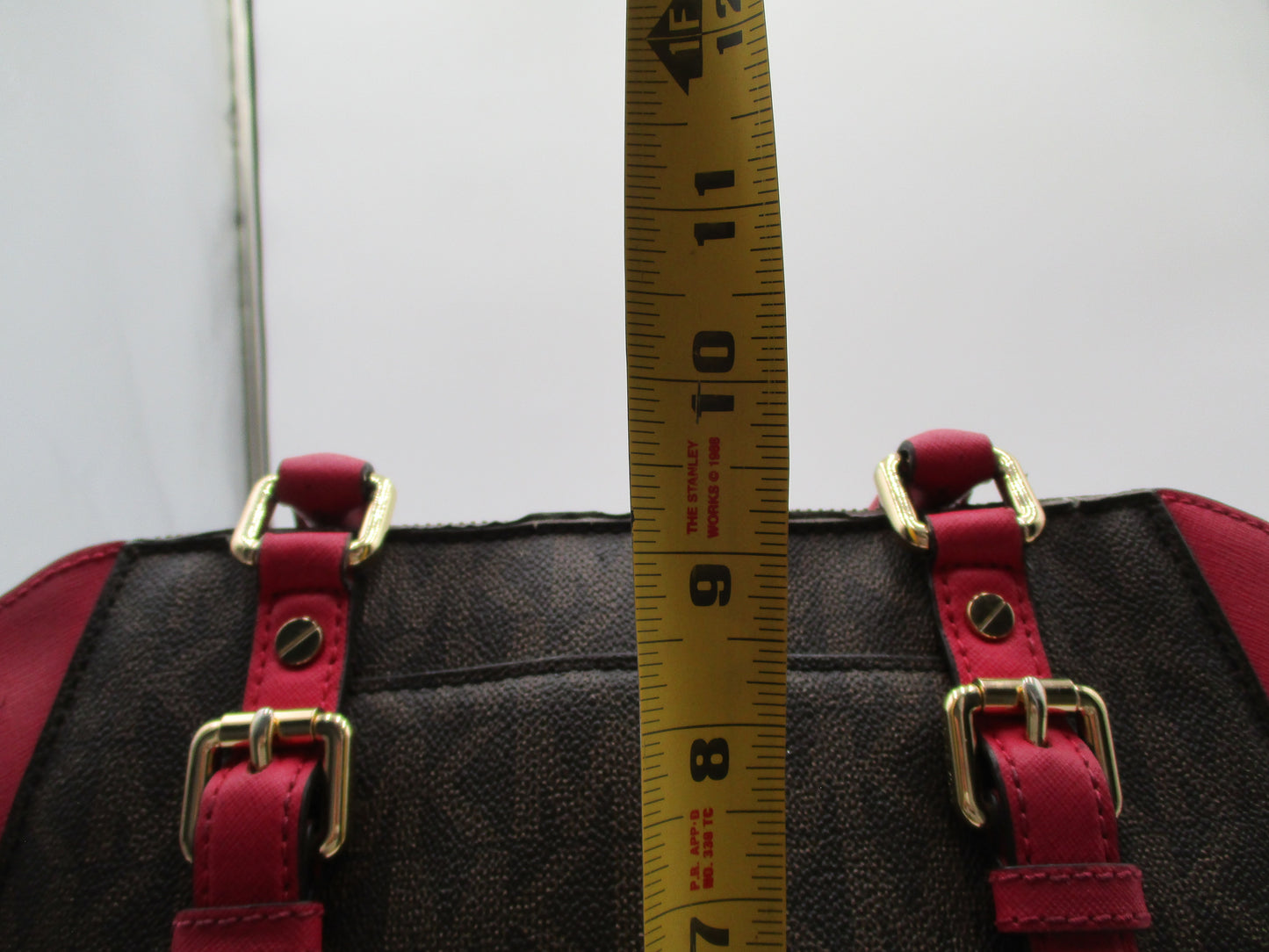 Michael Kors Satchel Bag Womens Medium Brown Pink Logo Handbag Crossbody