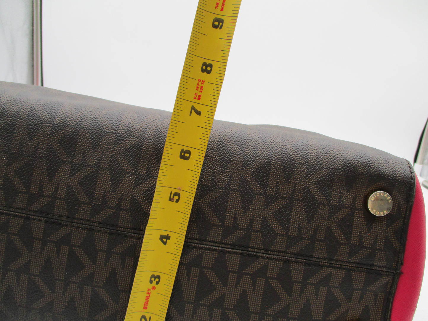 Michael Kors Satchel Bag Womens Medium Brown Pink Logo Handbag Crossbody