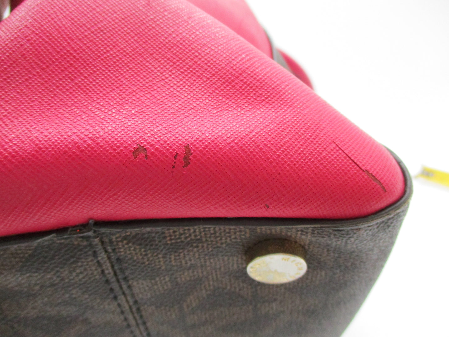 Michael Kors Satchel Bag Womens Medium Brown Pink Logo Handbag Crossbody