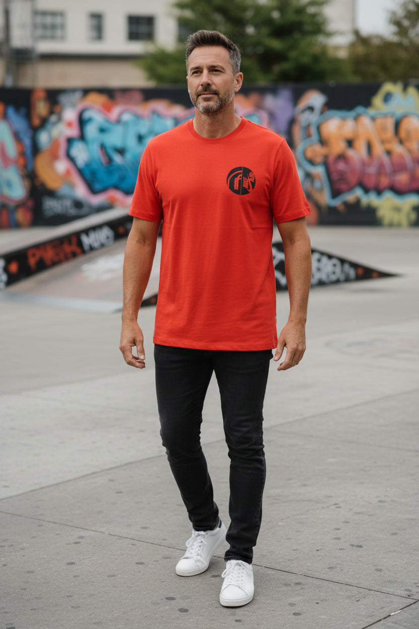 Nike Air Shirt Mens 2XL Orange Graphic Logo USA Athletics Sports Tee Crewneck