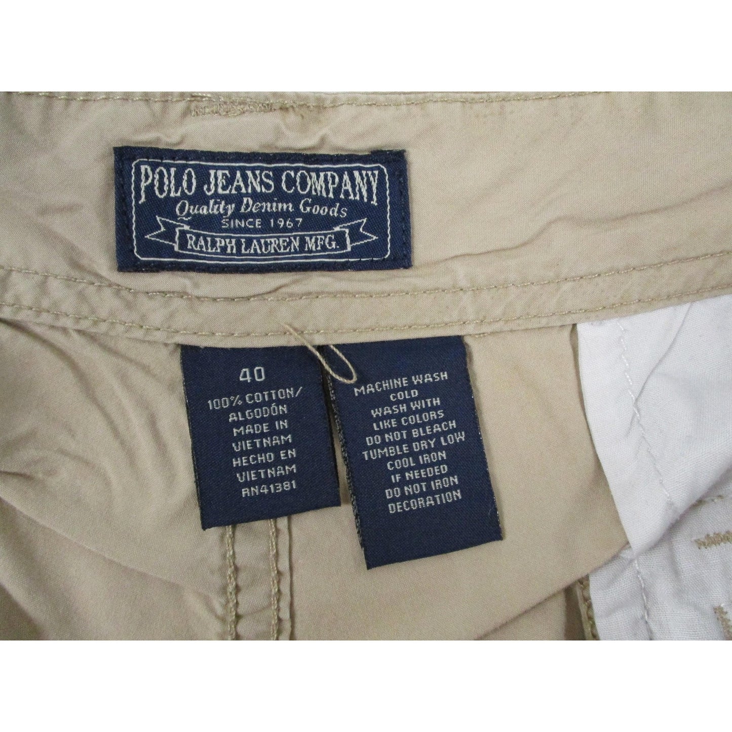 Polo Jeans Company Cargo Shorts Mens 40 Beige Usa Flag Ralph Lauren 11 Inseam