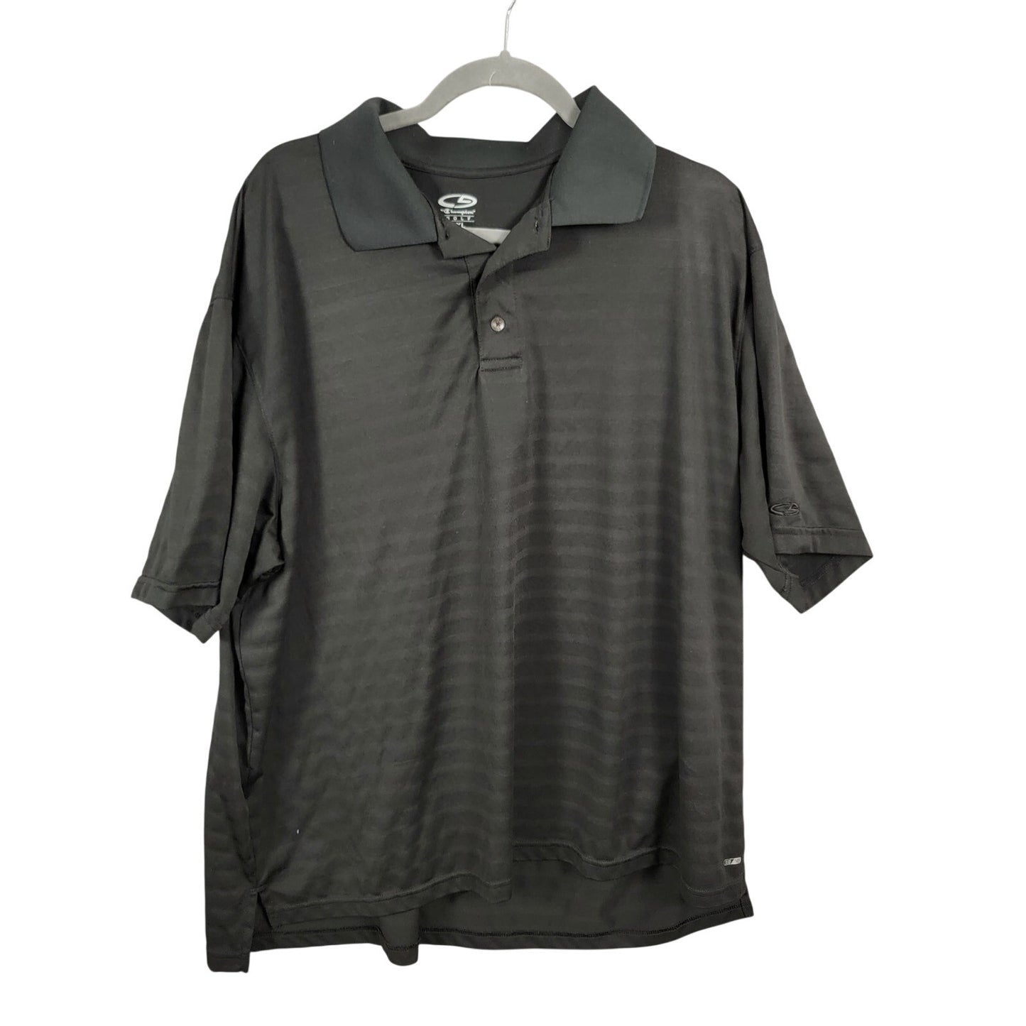 Champion C9 Golf Shirt Mens XXL Black Tonal Stripe Short Sleeve Polo Duo Dry0