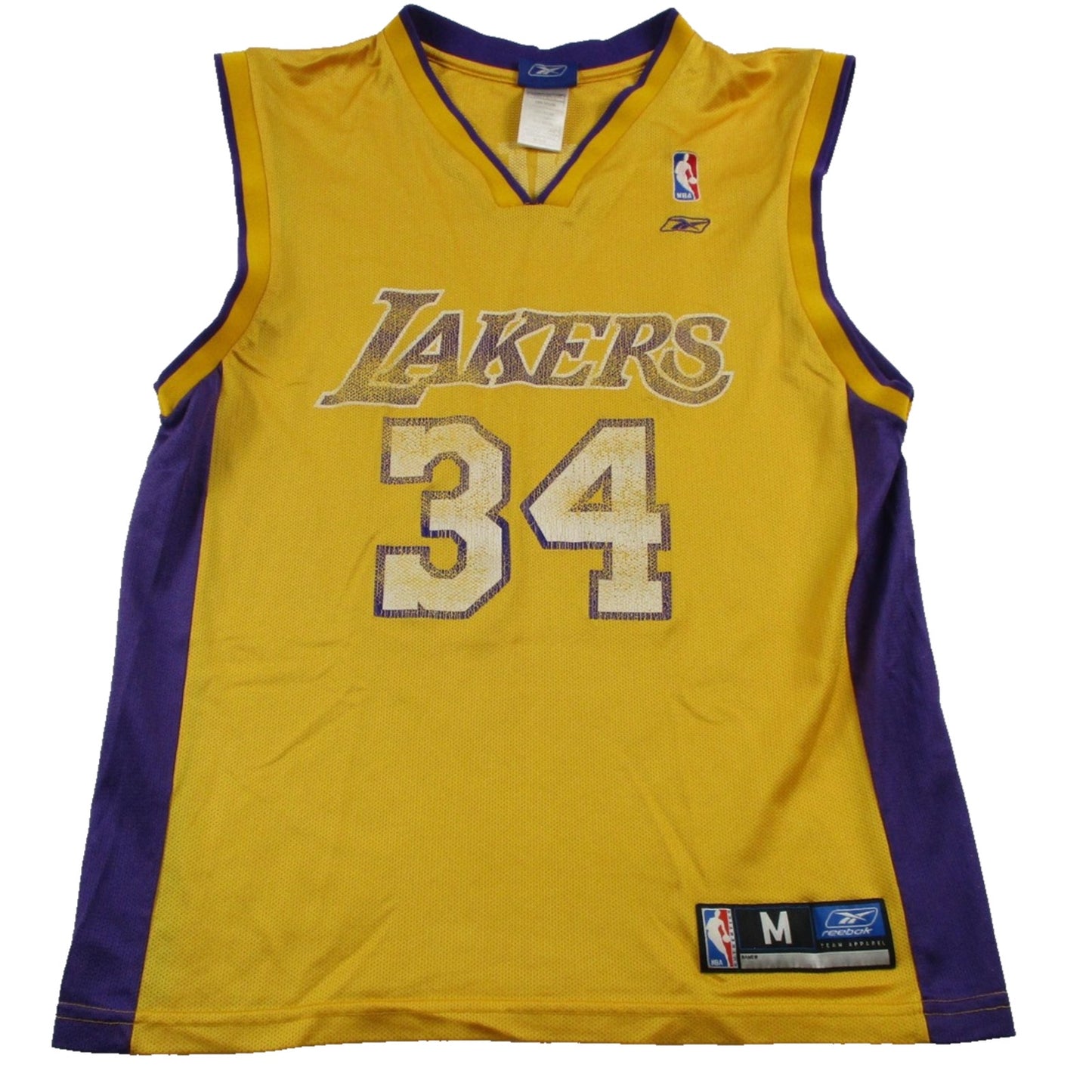 Los Angeles Lakers Jersey Mens Medium Gold Nba Shaquille Oneal 34 Reebok 1697