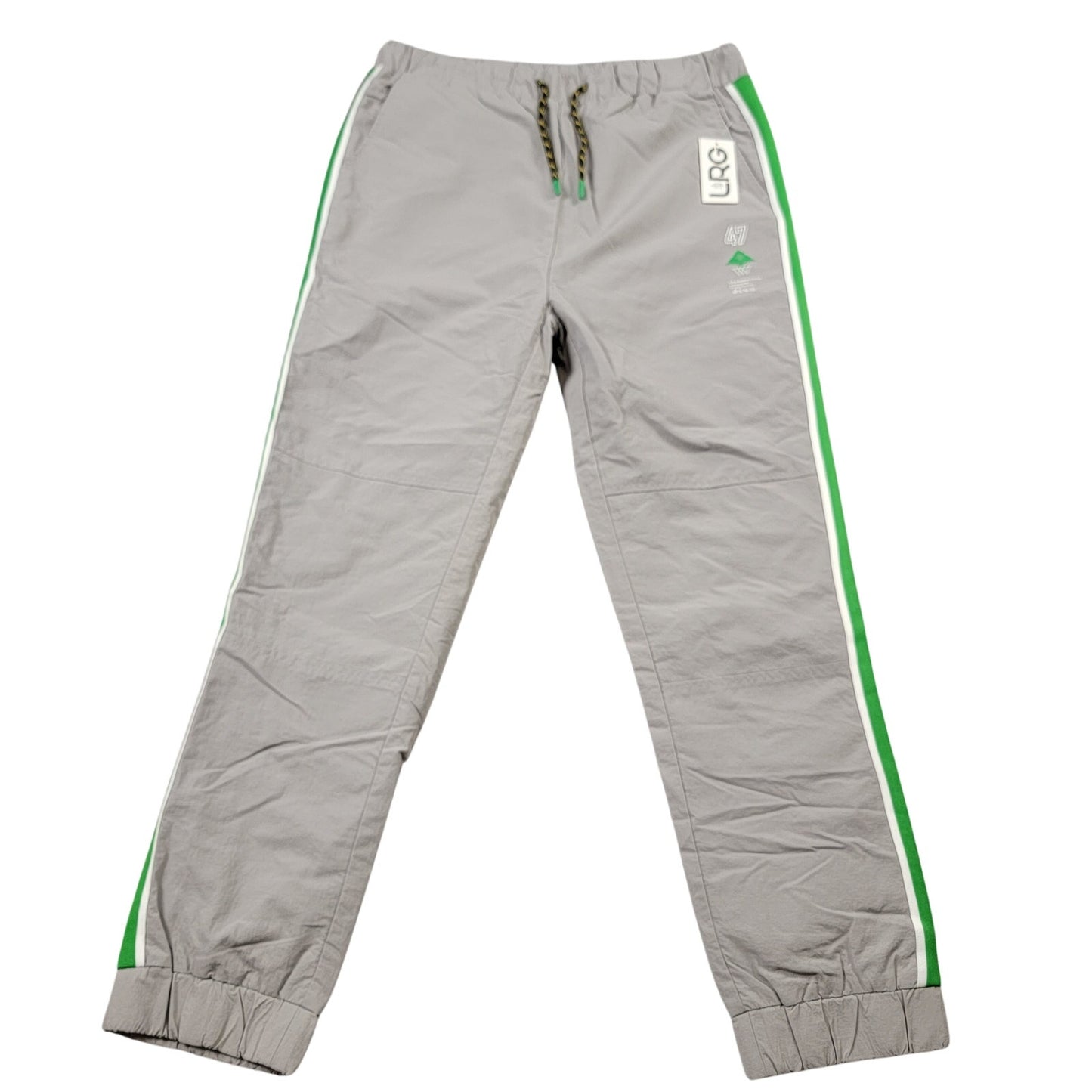 LRG Lifted Research Group Men's Track Jogger Pants | Medium | Gray / Green | Side Stripe | NWT