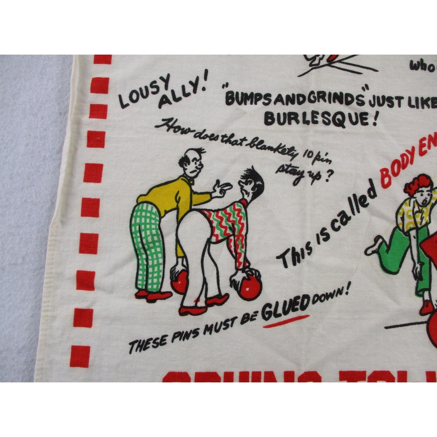 Bowlers Crying Towel Multicolor Cotton Retro Bowling Kitchen Tea Towel Humor