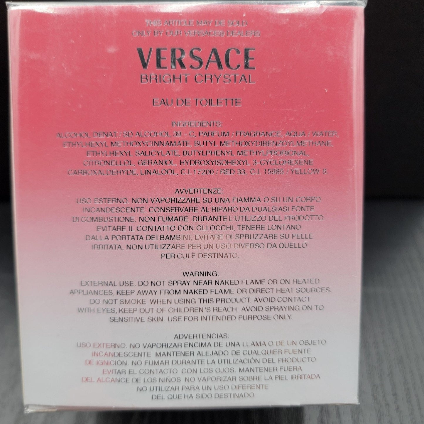 Versace Bright Crystal Womens Edt Eau De Toilette Spray 3 0oz 90ml Italy New