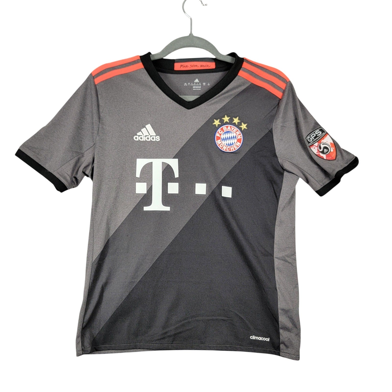 Adidas FC Bayern Munchen Jersey Youth L 13-14Y Gray Climacool Soccer Shirt #80
