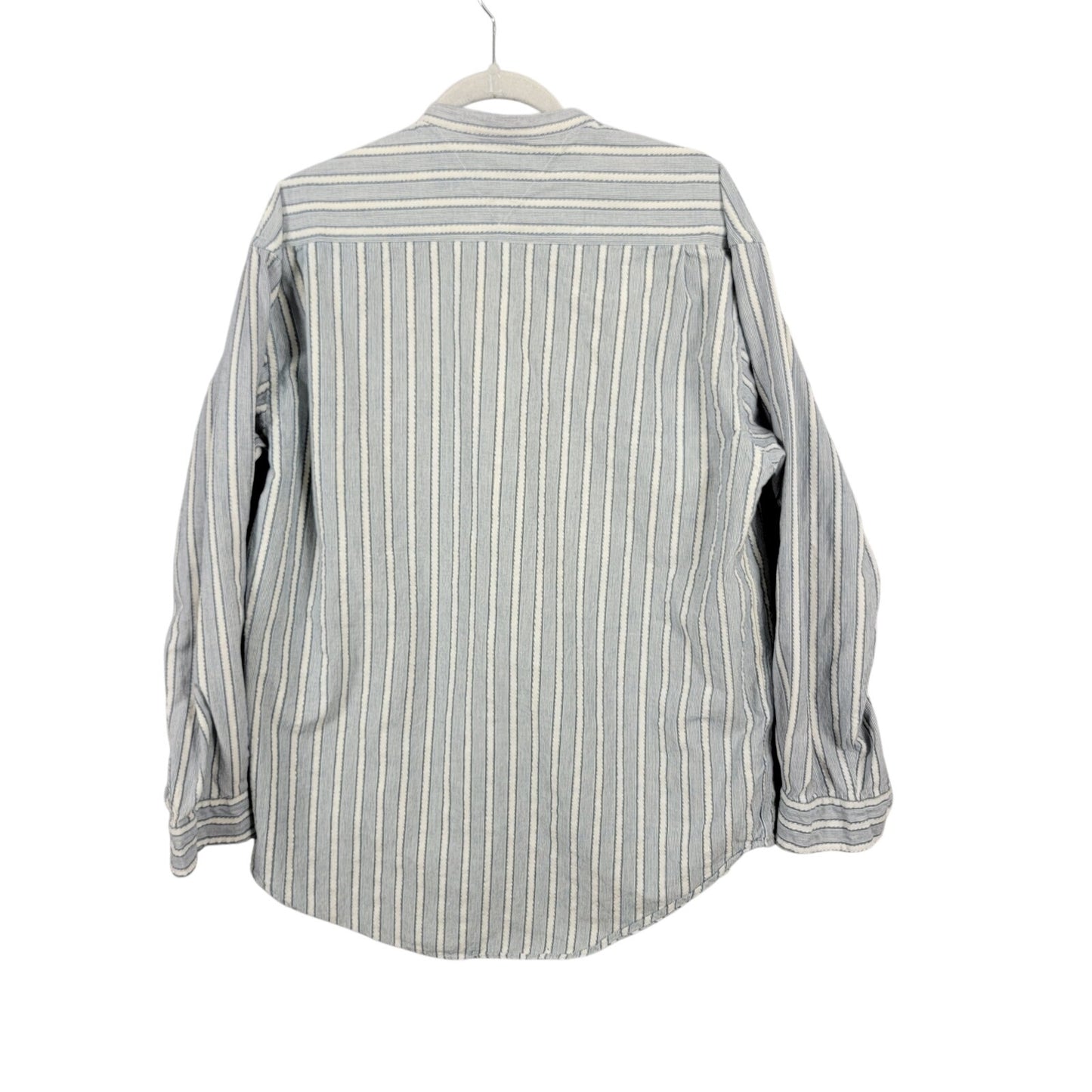 Tommy Hilfiger Vintage 90s Crest Striped Banded Collar Shirt Mens M Preowned1