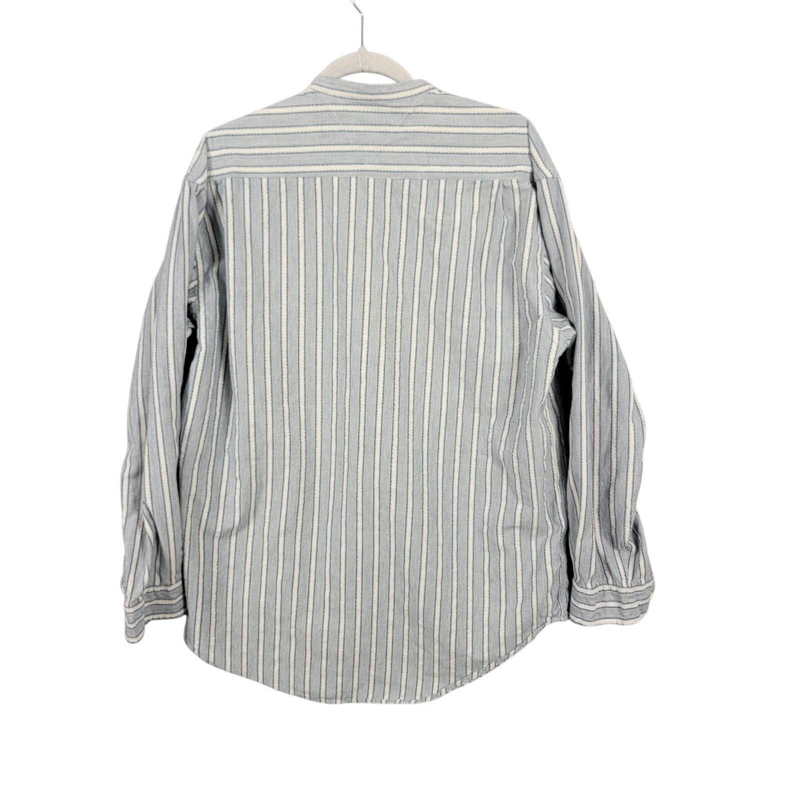 Tommy Hilfiger Vintage 90s Crest Striped Banded Collar Shirt Mens M Preowned1