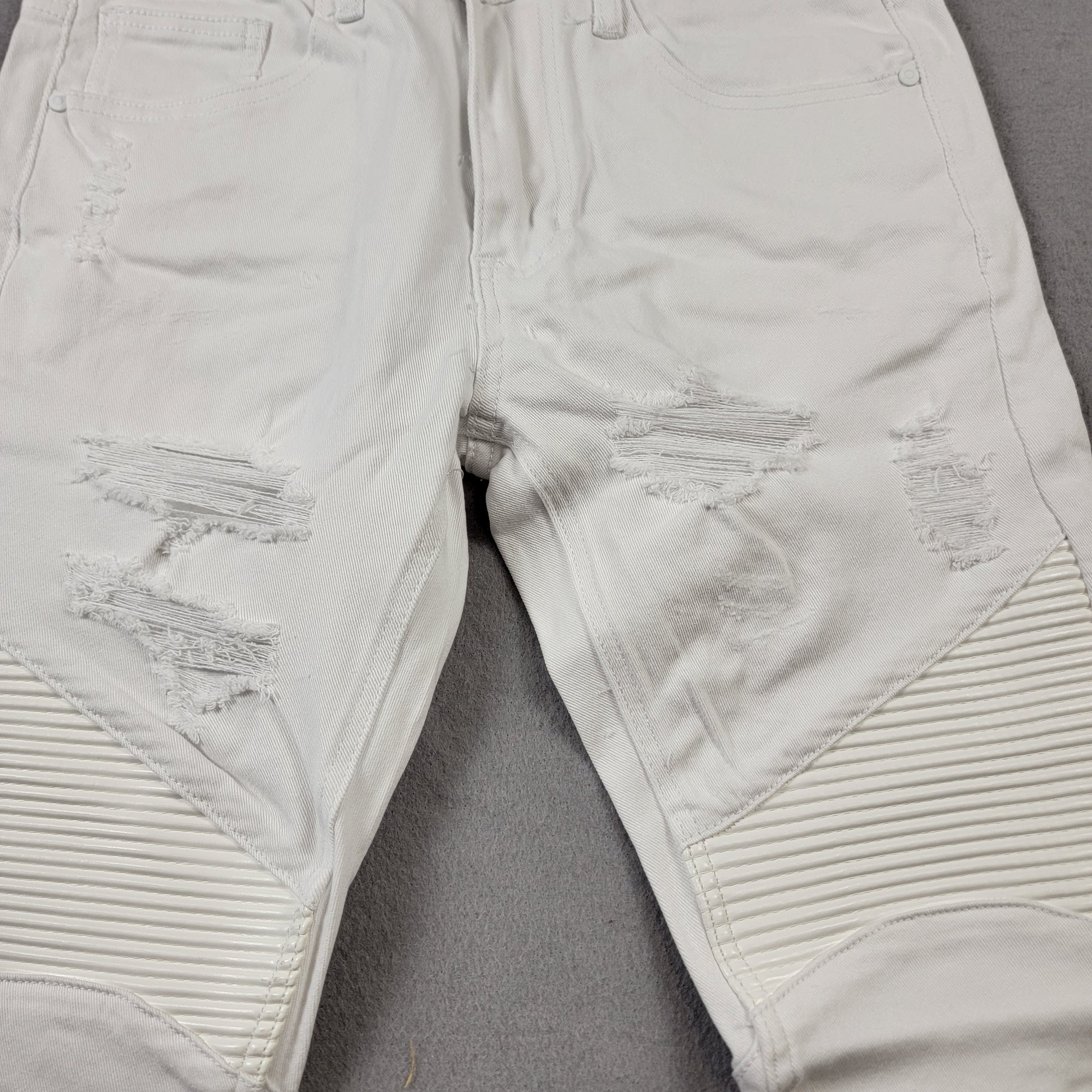 KDNK 1141411 White Moto Biker Skinny Tapered Jeans Men 30 NWT Comfort Stretch3