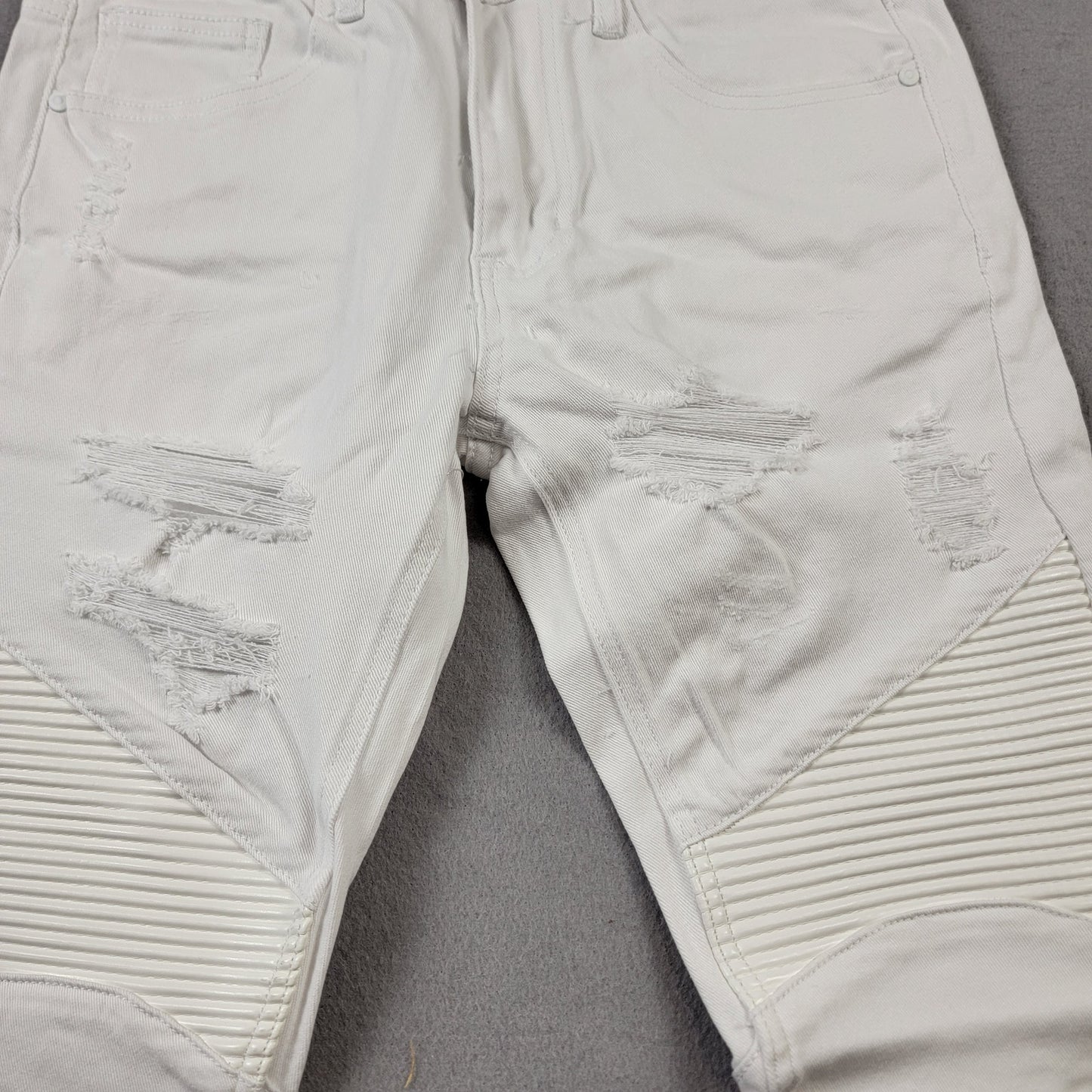 KDNK 1141411 White Moto Biker Skinny Tapered Jeans Men 30 NWT Comfort Stretch