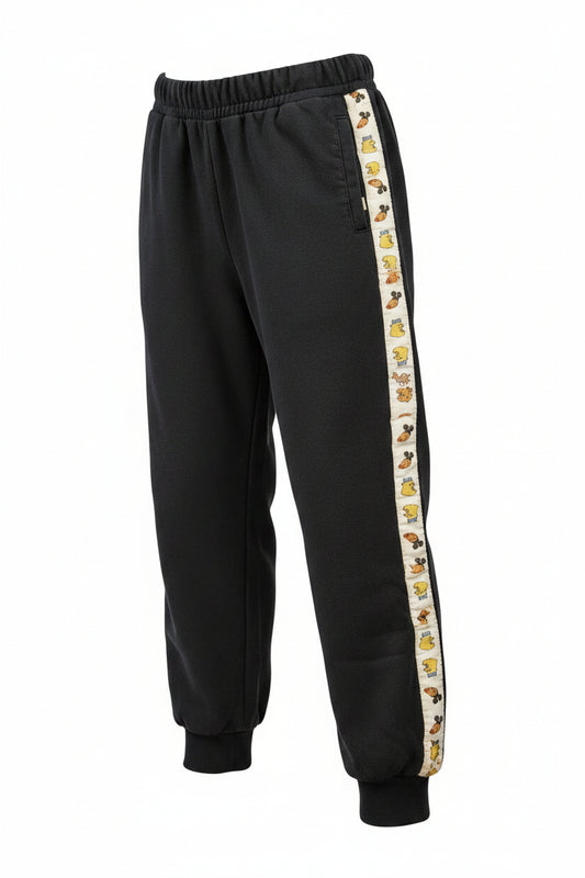 Octopus-Me Kids Black Jogger Sweatpants Size M Cartoon Side Stripe Preowned0