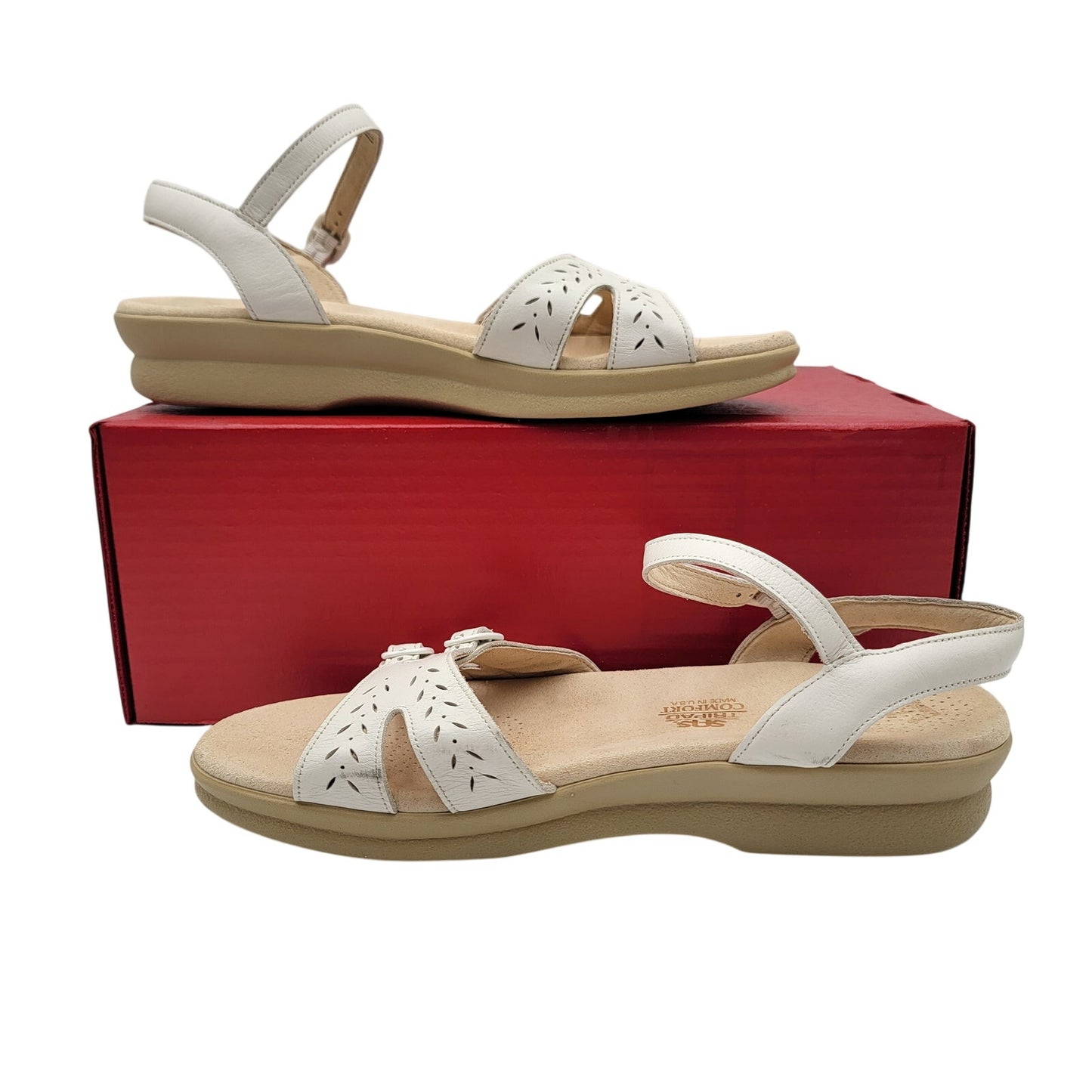 SAS Tripad Comfort Trio Sandal White Leather Women's 11M Pre-Owned USA0
