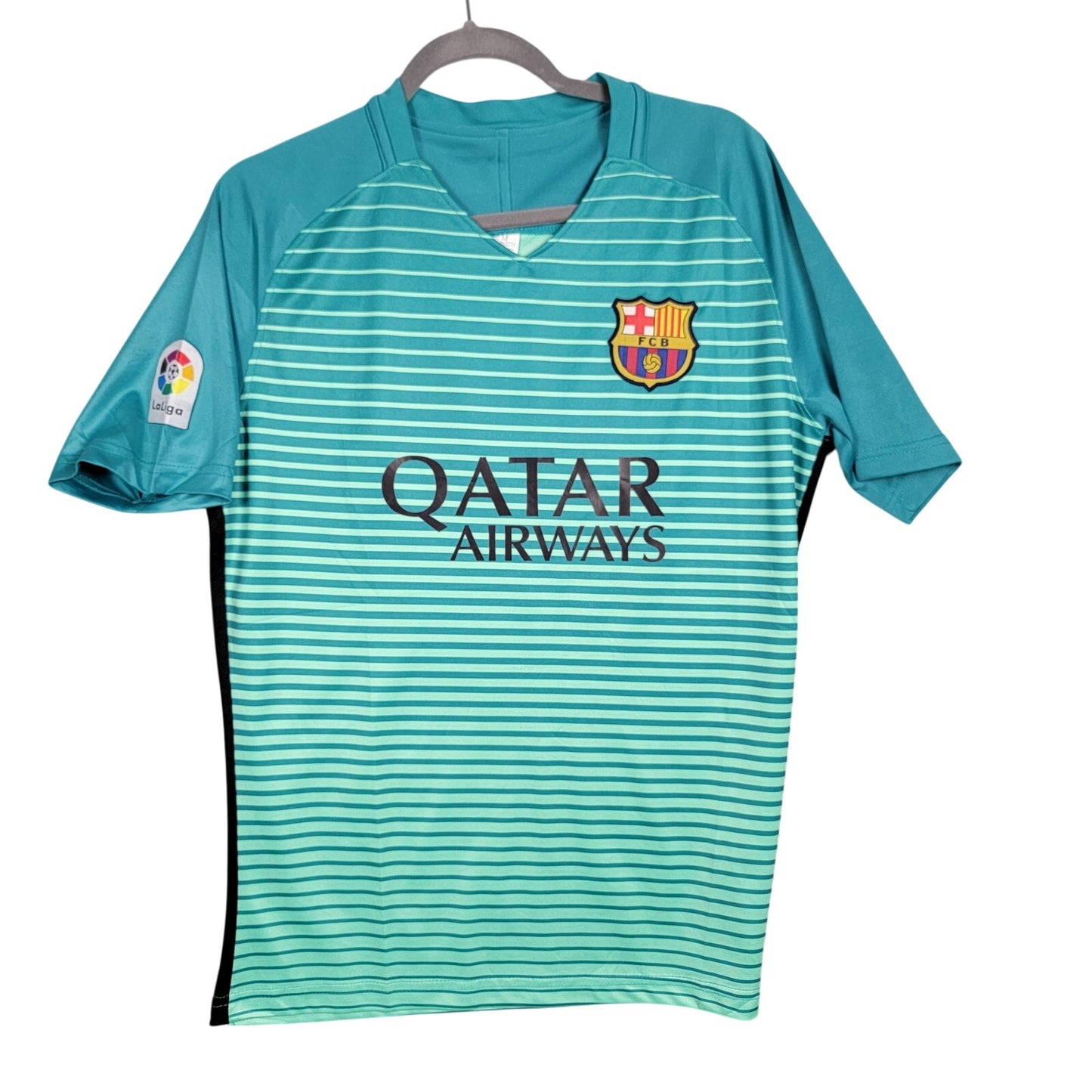 FC Barcelona Jersey Medium M Teal Mint Green Qatar Airways Unicef LaLiga Soccer0