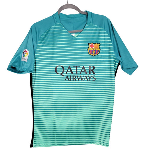 FC Barcelona Jersey Medium M Teal Mint Green Qatar Airways Unicef LaLiga Soccer0
