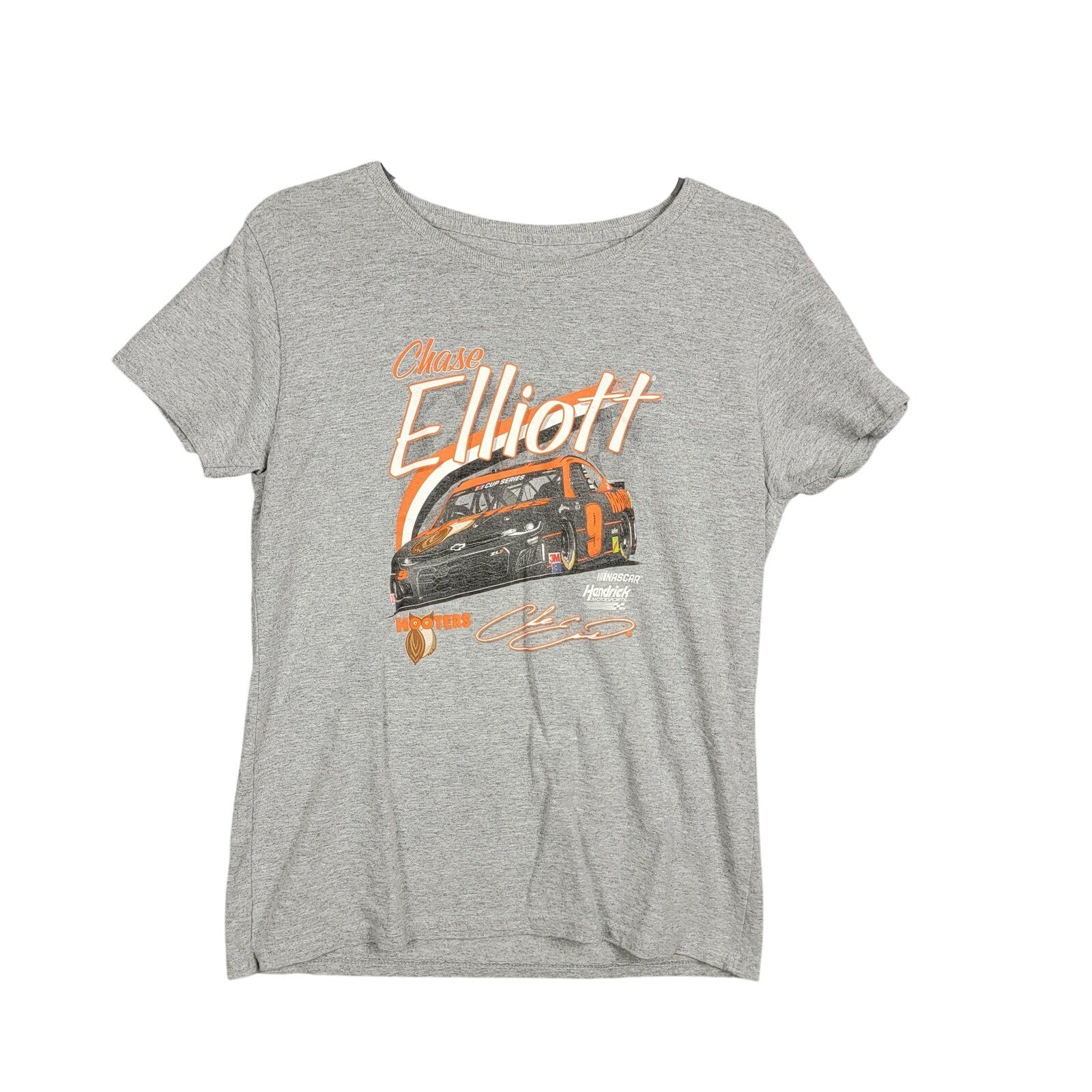 Hendrick Motorsports Chase Elliott 9 Hooters NASCAR Shirt Medium M Gray Women0