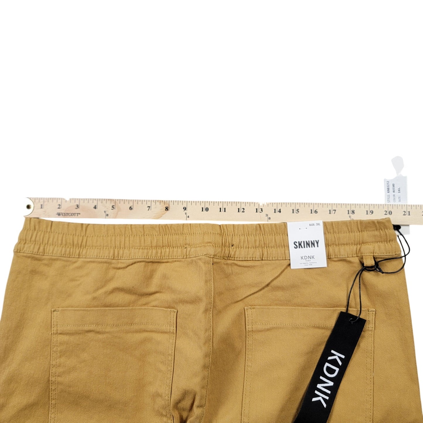 KDNK Men's Skinny Cargo Jogger Pants | 3XL | Mustard | Zip Cargo Pockets | NWT