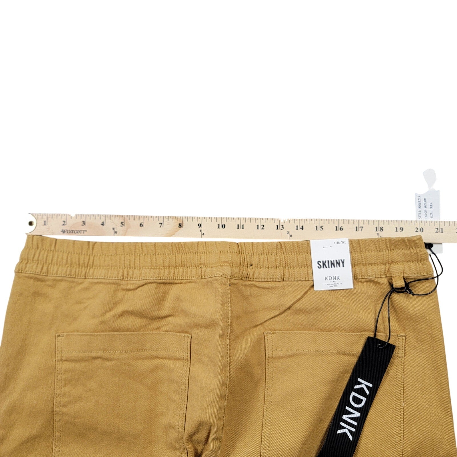 KDNK Mens Skinny Cargo Jogger Pants 3XL Mustard Zip Pockets Drawstring NWT6