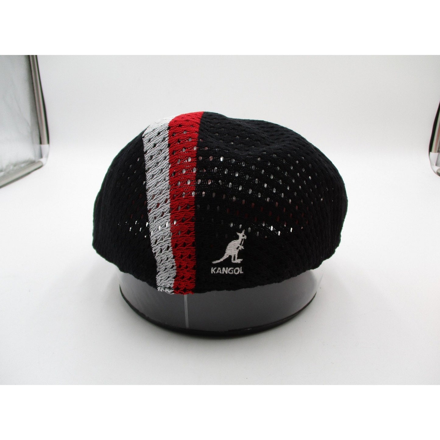 Kangol Hat Cap Flat Fitted Mens Small Mesh Stripe 504 Black Red Summer Nwt