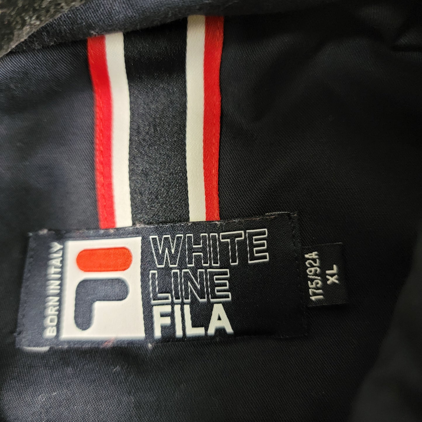 FILA White Line Hooded Field Jacket Parka Navy Blue Womens XL Italy6