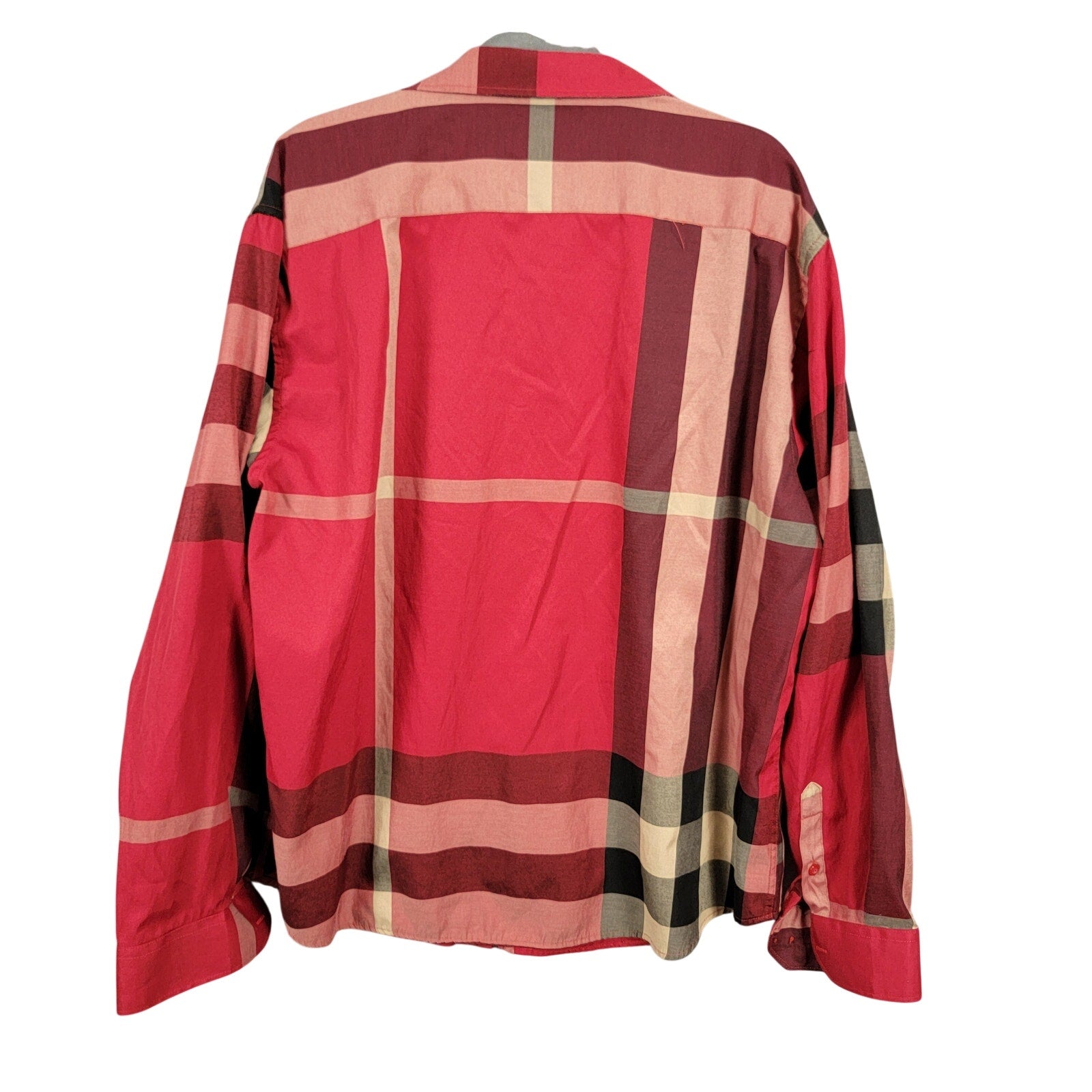 Moderno Premium Wear Mens Plaid Check Button Down Shirt Red 3XL Preowned1