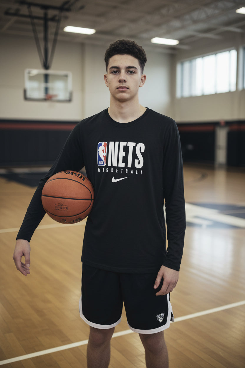 Nike NBA Authentics Brooklyn Nets Dri-FIT Long Sleeve Tee Team Issued L0