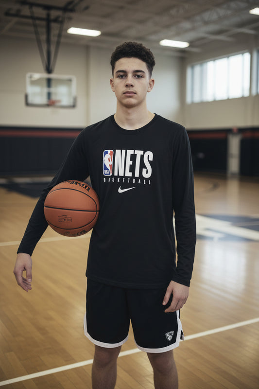 Nike NBA Authentics Brooklyn Nets Dri-FIT Long Sleeve Tee Team Issued L0