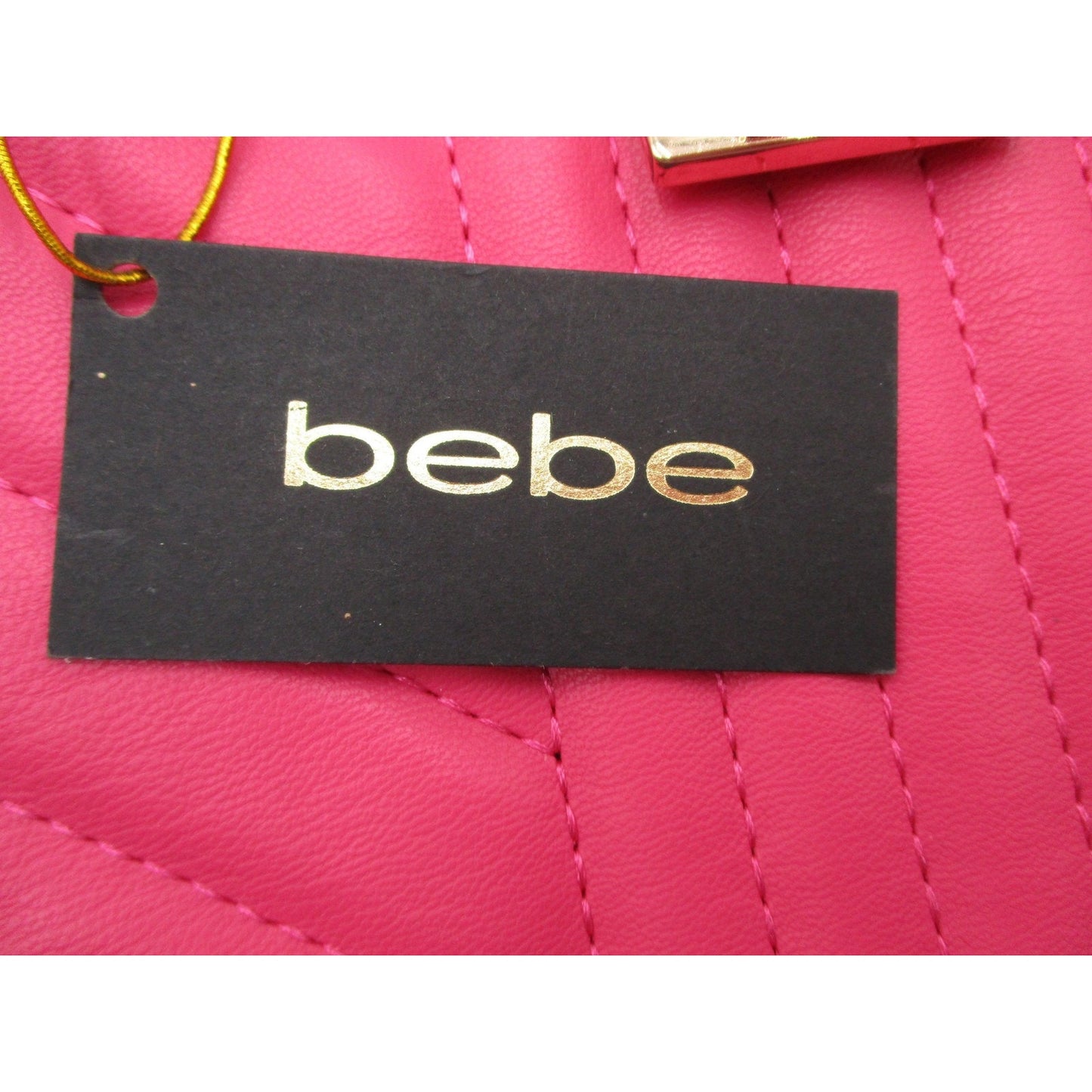 Bebe Satchel Bag Womens Mini Hot Pink Quilted Faux Leather Crossbody Purse Gold