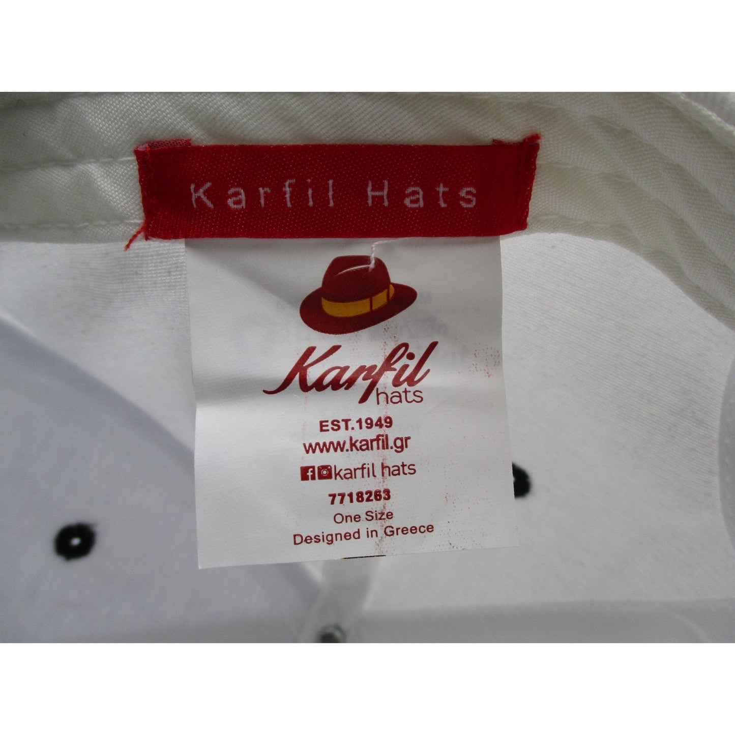 Mykonos Hat Cap Strap Back Mens One Size Floral Brim White Twill Karfil Greece Preowned