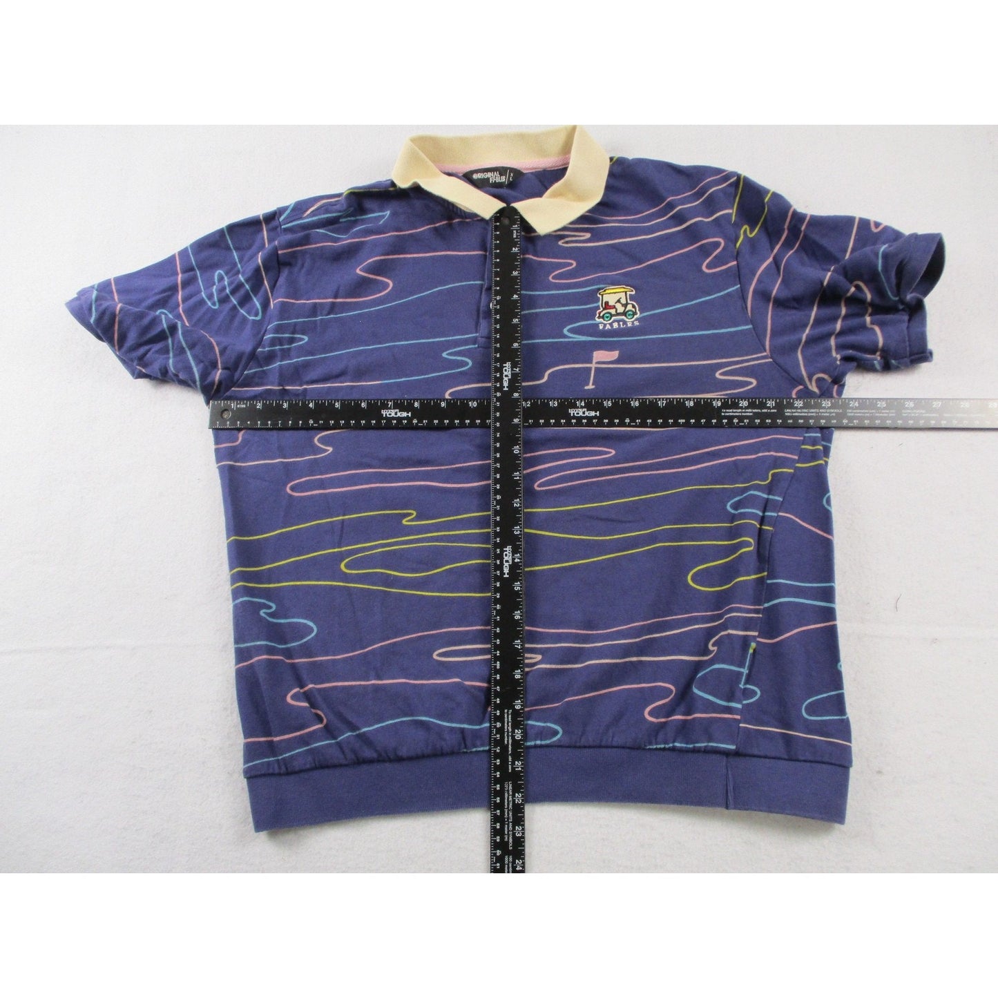 Original Fables Sweatsuit Set Mens Xl Blue Golf Cart Flag Graphic Polo Shorts