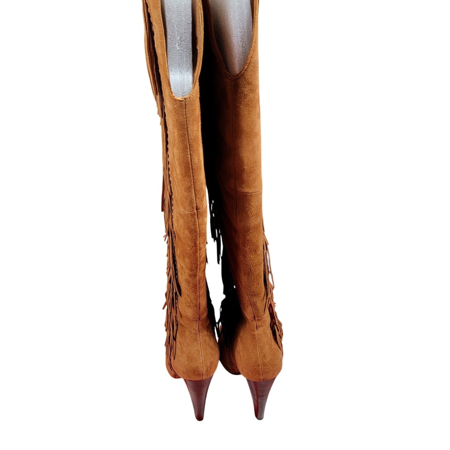 Steve Madden Maraka Fringe Over The Knee Boots Chestnut Suede Womens 6 New2