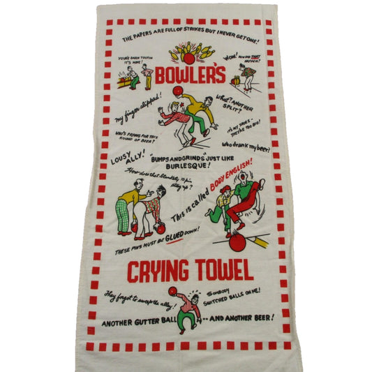 Bowlers Crying Towel Multicolor Cotton Retro Bowling Kitchen Tea Towel Humor