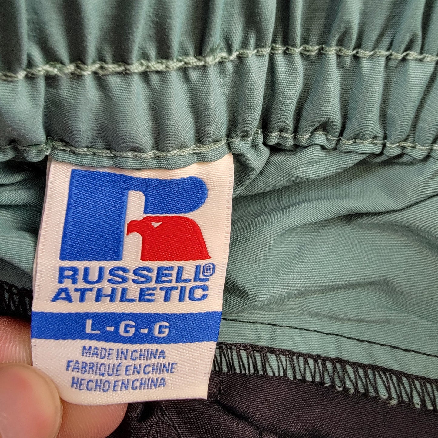Russell Athletic Men's Colorblock Track Pants | Size L | Black / Teal / White | NWT | $95 Retail