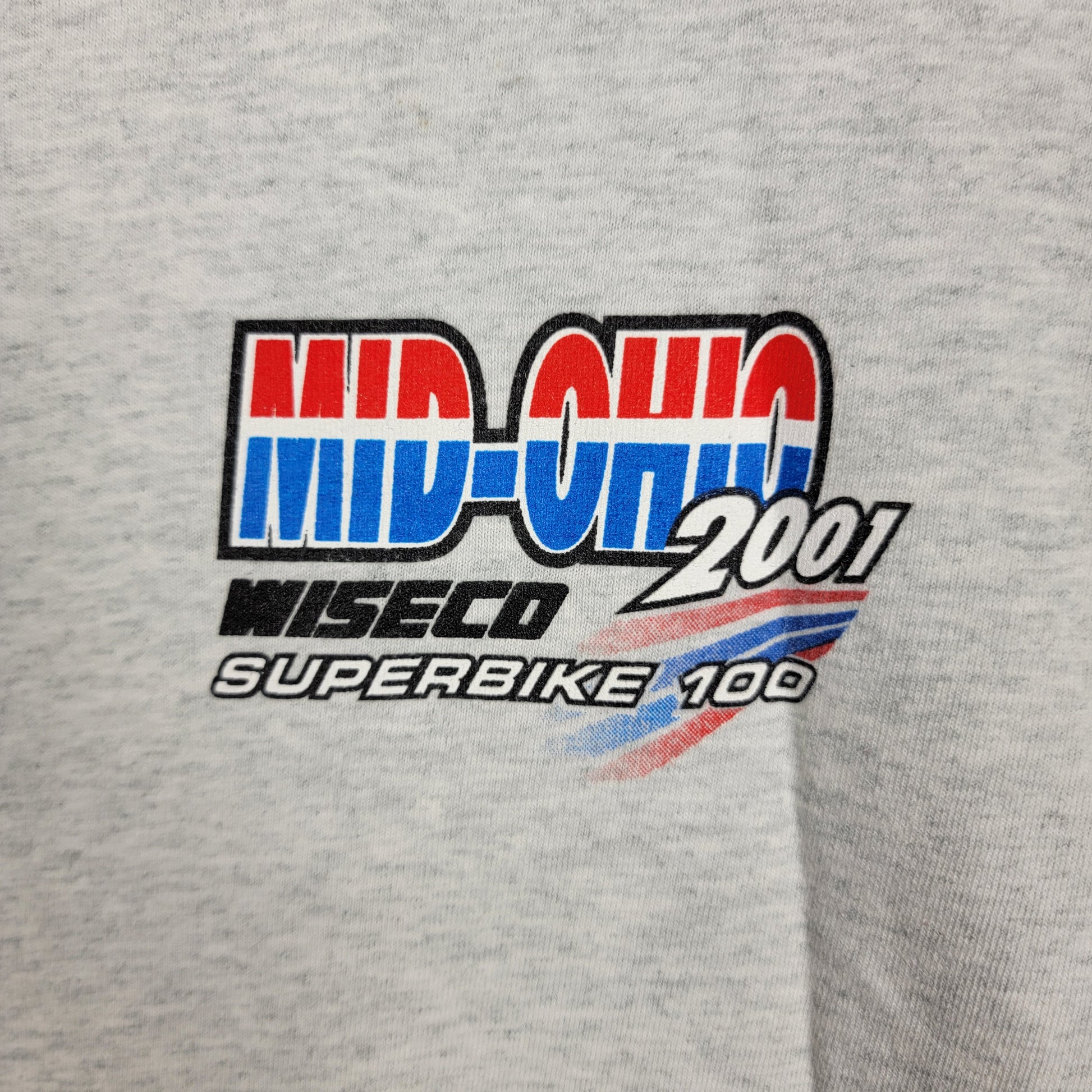 Vintage 2001 Mid Ohio Wiseco Superbike 100 Motorcycle Racing T-Shirt Mens L2