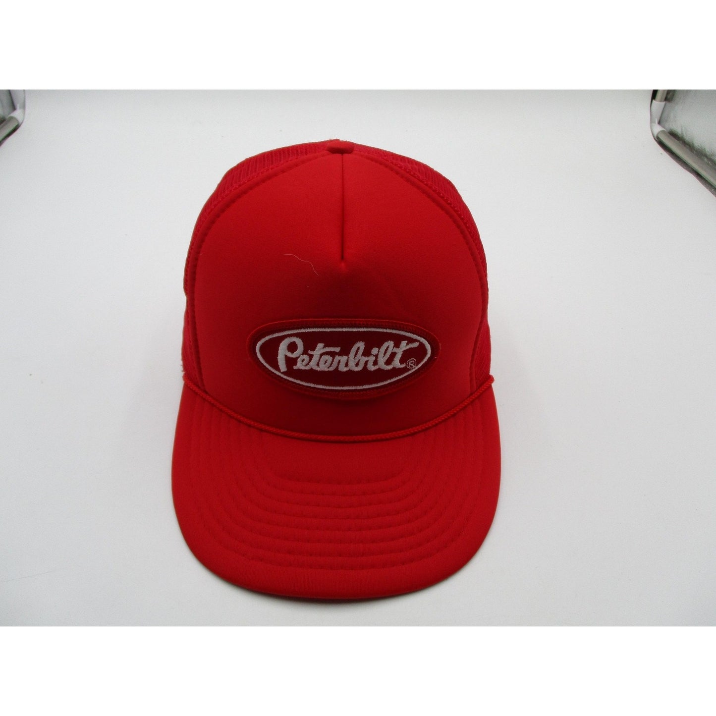 Nissin Cap Peterbilt Hat Cap Snap Back Mens Osfm Red Mesh Trucker Embroidered