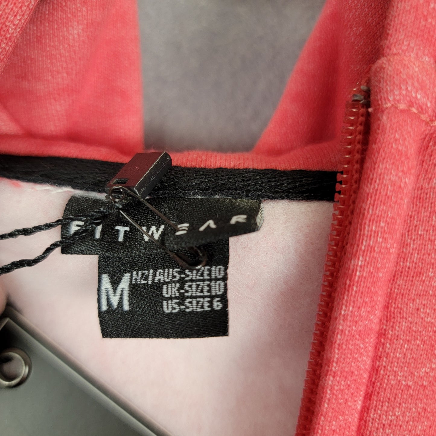 Fitwear Womens Hoodie M US 6 Coral Red Full Zip Jacket NWT2