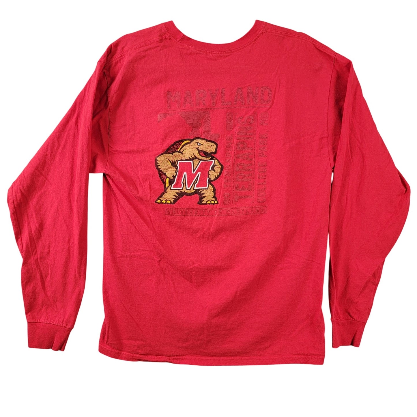 Hanes Maryland Terrapins Long Sleeve T-Shirt Mens Size L Red Turtle Logo