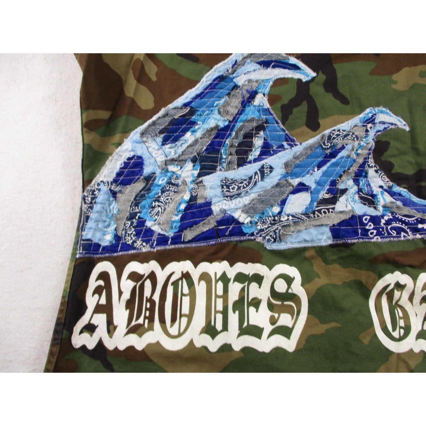 Aboves Garden Custom Jacket Mens Xlt Green Camo Military Skull Dragon Patchwork