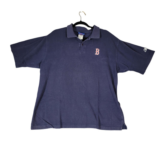Vintage Reebok Boston Red Sox Polo Shirt Mens L Navy MLB 20060