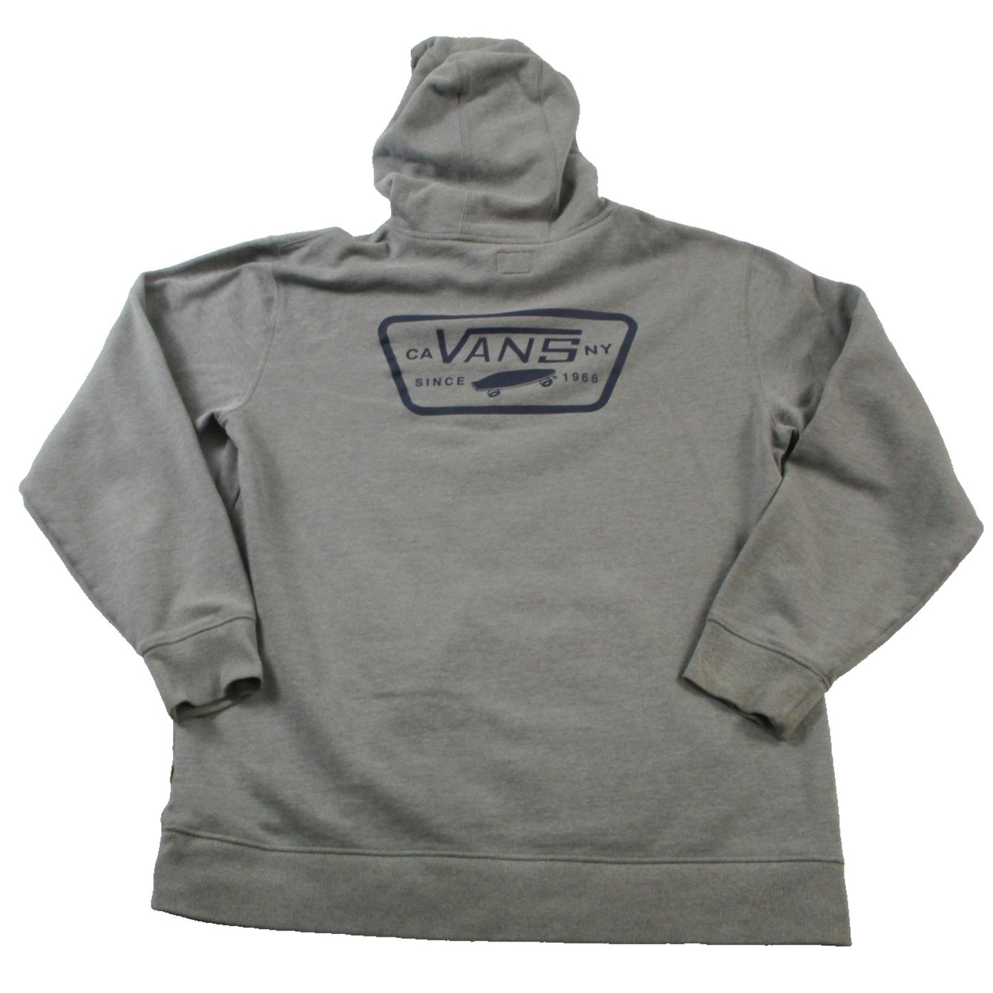 Vans Hoodie Mens Large Gray Pullover Fleece Sweatshirt CA NY Since 1966 Logo Pre-Owned