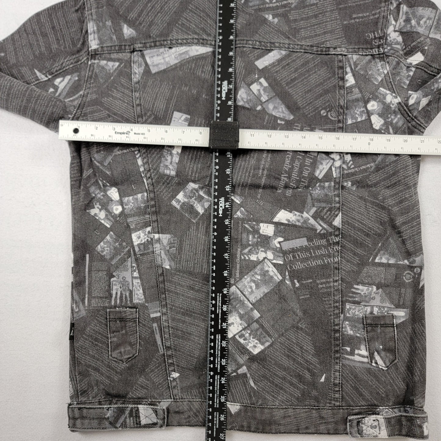 The Hideout Clothing The Coup Jacket Mens Lg Black White Denim Print NWT Limited1