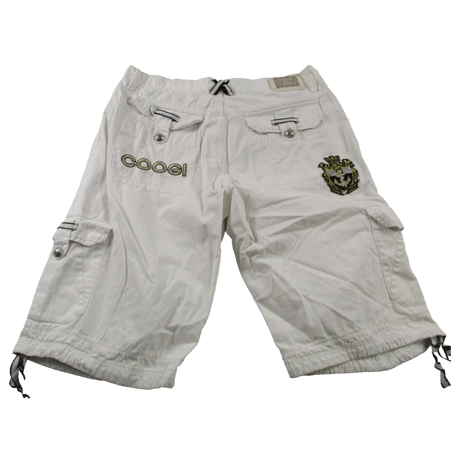 Coogi Shirt Cargo Shorts Mens 42 White Nautical Anchor Crest Graphic Set 1675