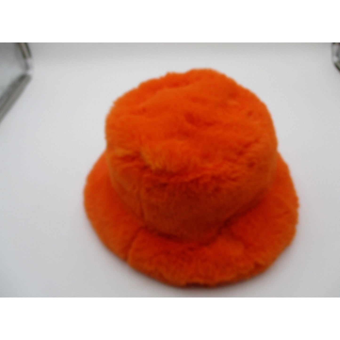 Faux Fur Hat Bucket Fuzzy Orange Soft Fleece Lined Warm Winter One Size Pimpin