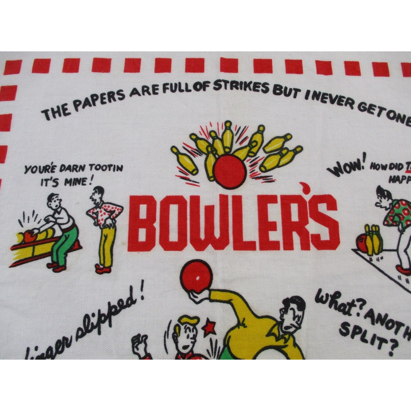 Bowlers Crying Towel Multicolor Cotton Retro Bowling Kitchen Tea Towel Humor