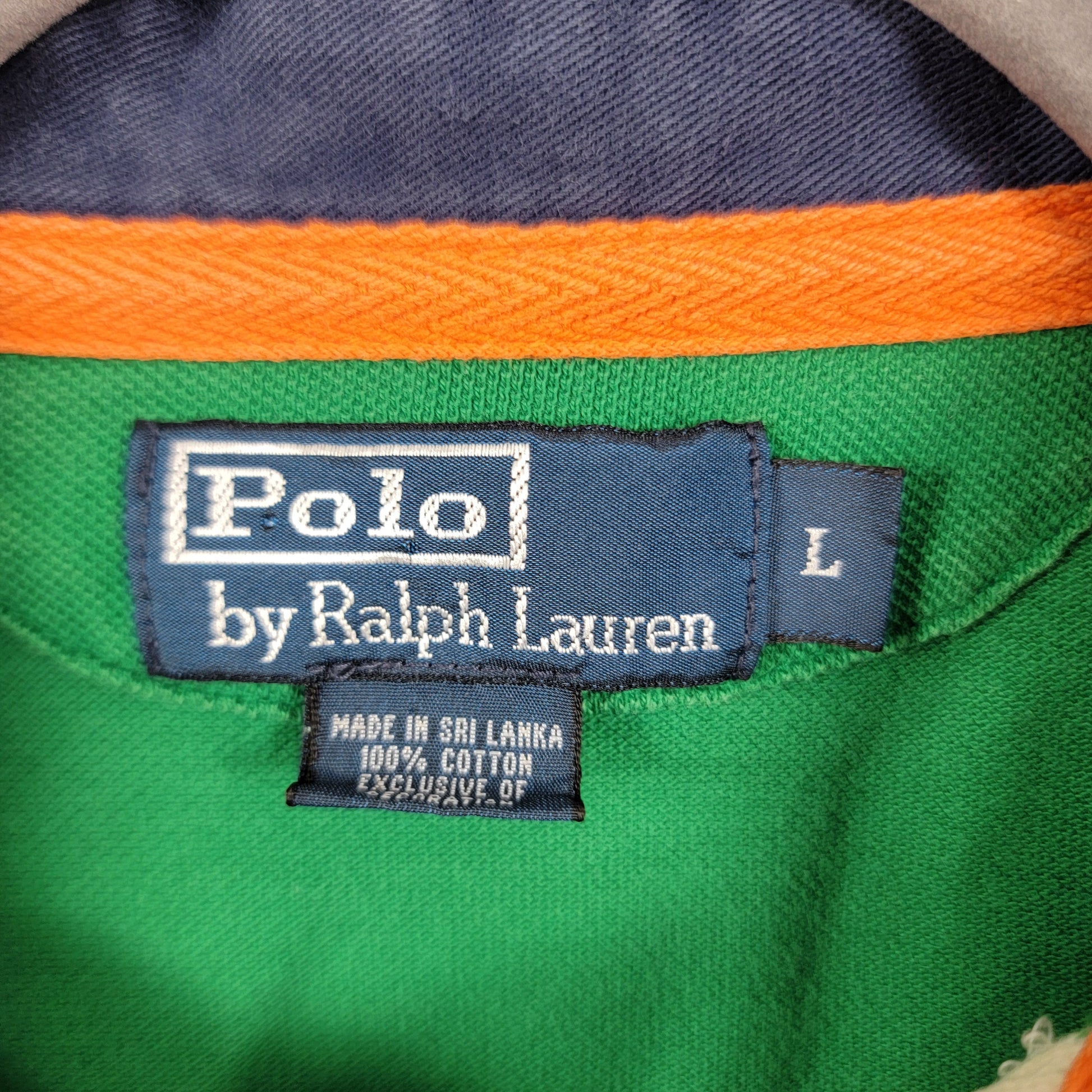 Polo Ralph Lauren Big Pony Shirt Mens L Green Navy Blue Orange Crest Polo Y2K2