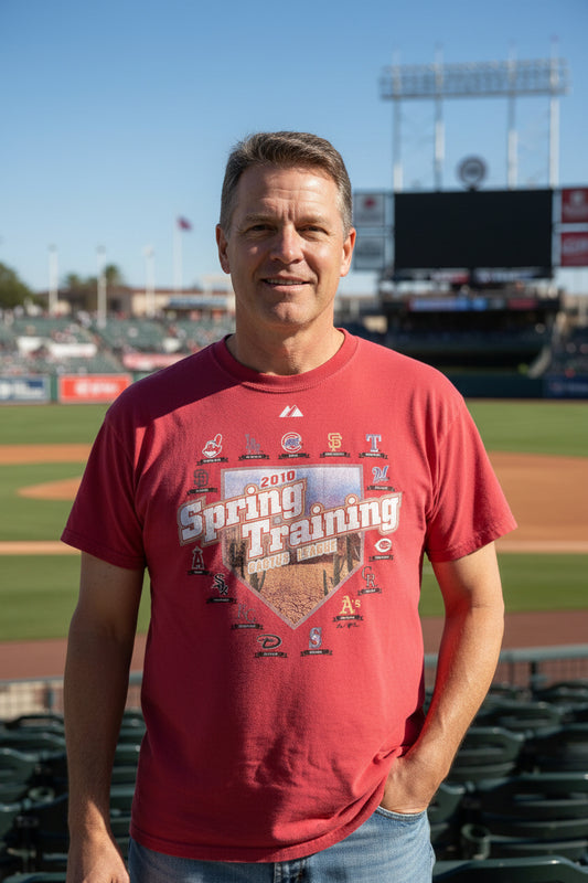 2010 Spring Training Cactus League MLB 15 Team Majestic Tee Red L0