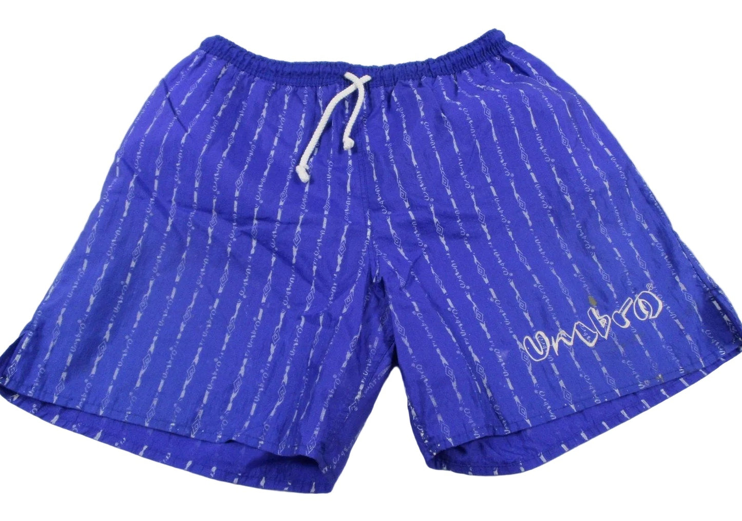Vintage Umbro Shorts Mens Large Blue Striped Nylon Soccer Running Athletic 1729