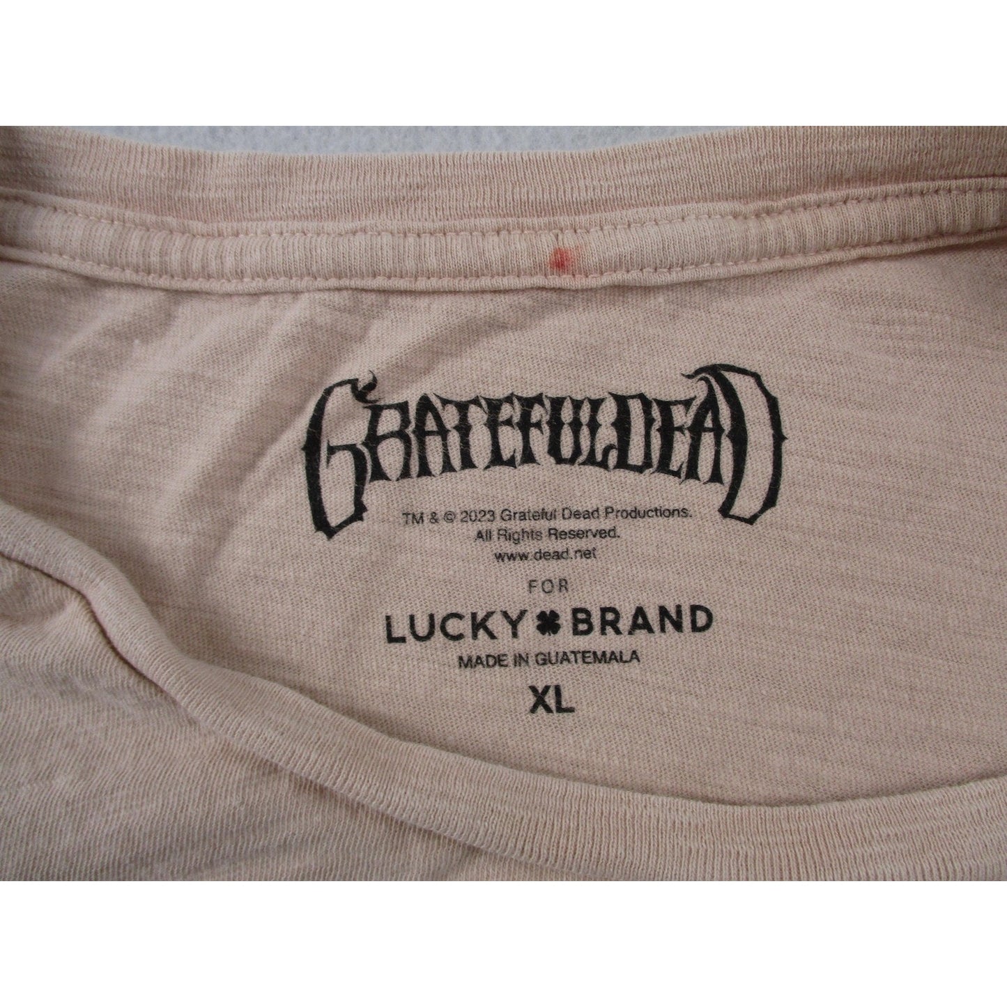 Lucky Brand Shirt Womens Xl Beige Grateful Dead Rhinestone Skull Graphic Tee