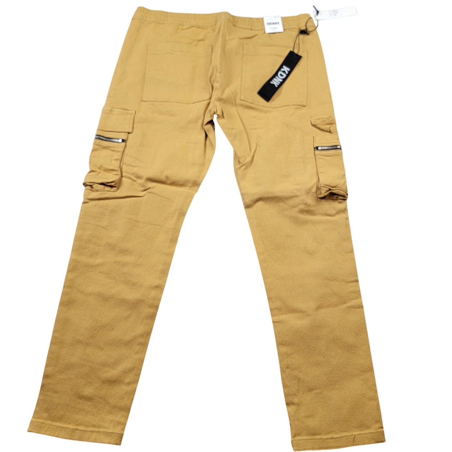 KDNK Men's Skinny Cargo Jogger Pants | 3XL | Mustard | Zip Cargo Pockets | NWT