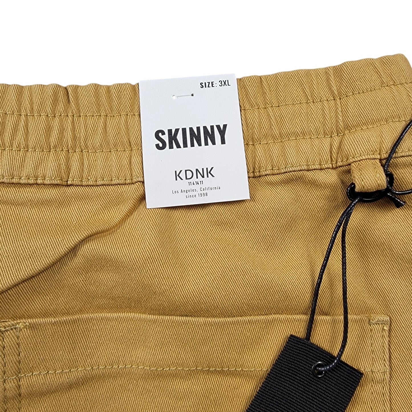 KDNK Men's Skinny Cargo Jogger Pants | 3XL | Mustard | Zip Cargo Pockets | NWT